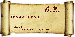 Obonya Mihály névjegykártya
